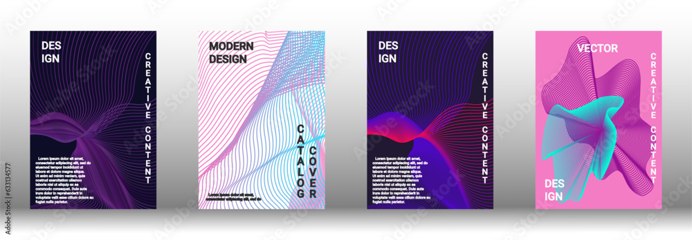 A set of modern abstract covers with abstract gradient linear waves.