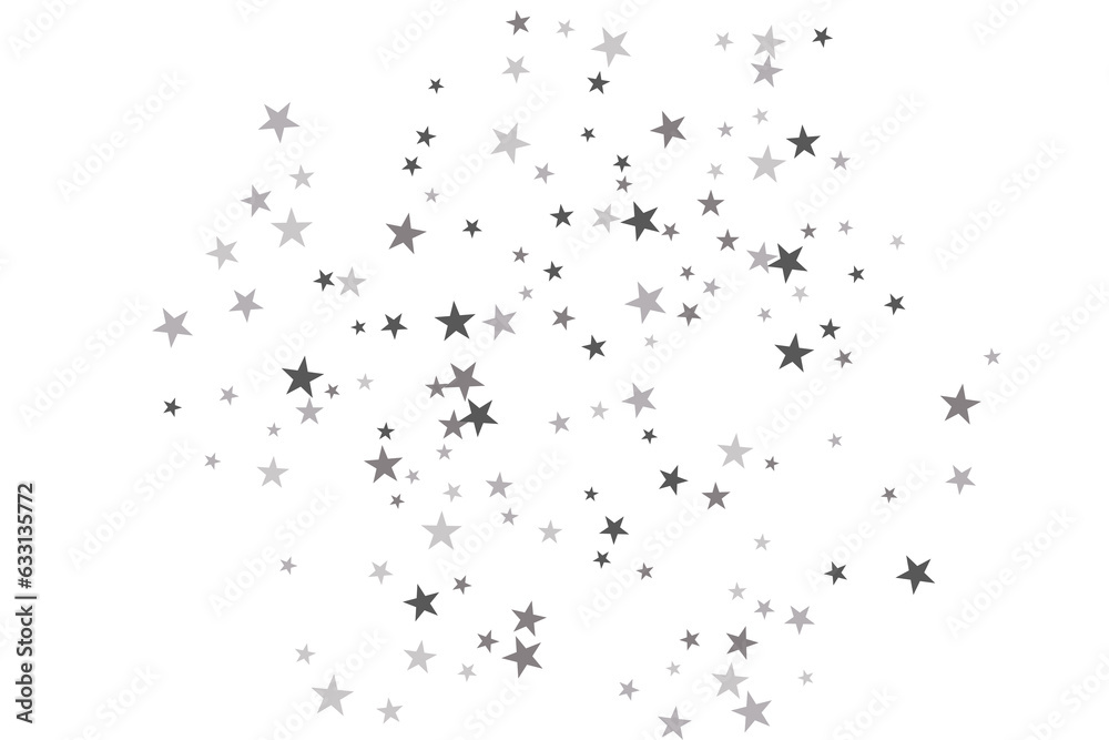 Star confetti. Silver casual confetti background. Bright design pattern.