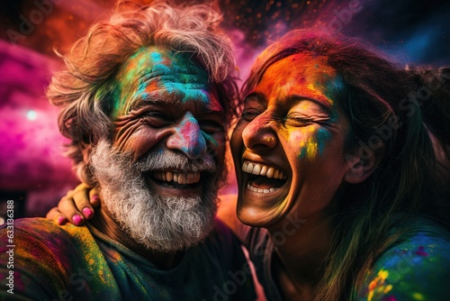 couple having fun at festival of colors in india