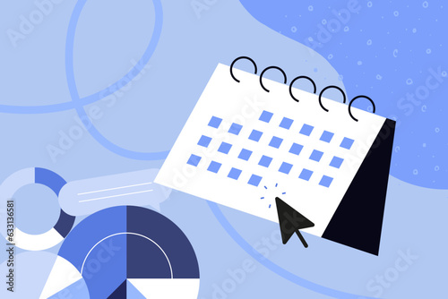 Business creative illustration. Vector concept of time management, event, calendar, schedule, reminder. Illustration for web banner, social media, business presentation, marketing material. 