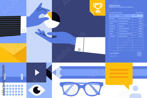 Business creative illustrations. Set of vector concepts of business management. Illustrations for web banner, social media, business presentation, marketing material. 