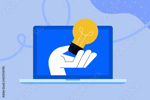 Business creative illustration. Vector concept of online business, startup, crowdfunding, know how, exchange of ideas. Illustration for web banner, social media, business presentation, marketing mater