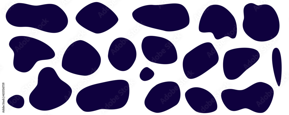 Amoeba shape figure abstract set. Amoeba irregular blob varios form. Black color organic bubble liquid. Vector illustration. Round figure organic form. Amoeba shape figure abstract set. Amoeba irregular blob varios form. Black color organic bubble liquid. Vector illustration. Round figure organic form.