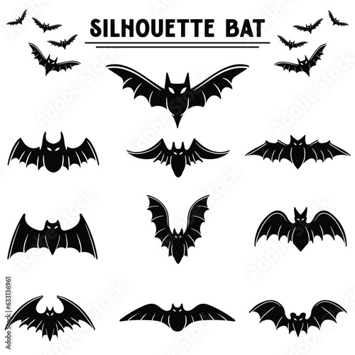 Bat silhouette element set vector illustration for your company or brand