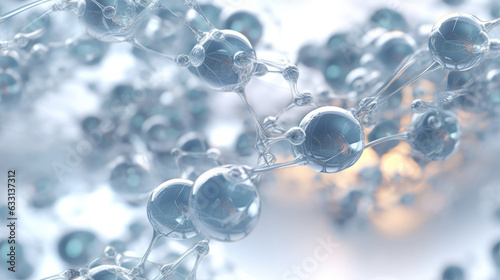 A close-up view of a chain of glass beads, resembling the intricate structure of molecules - Science Particle Wallpaper created with Generative AI technology
