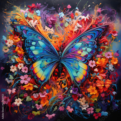 Spirit's Renewal: Metamorphic Butterfly Emergence. Nature's Rebirth in Harmonious Hues. Generative AI.