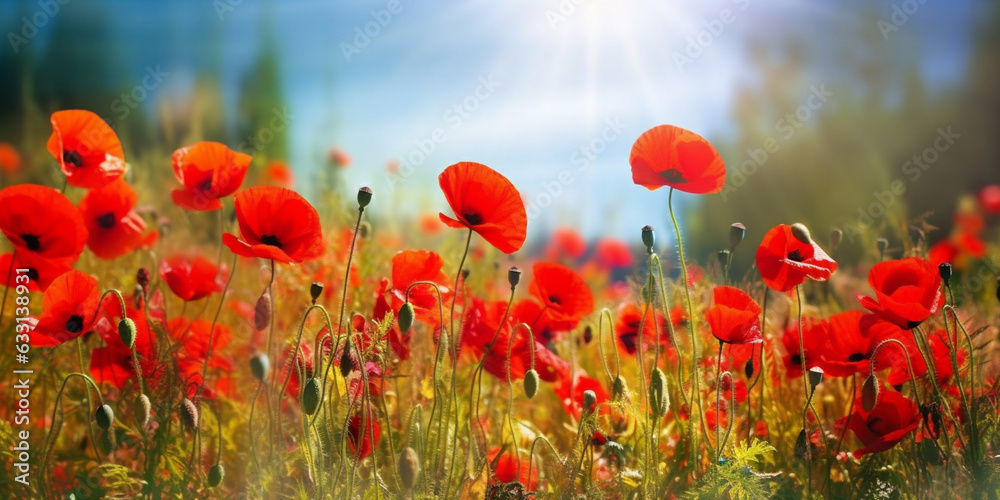 Fototapeta premium red poppy field