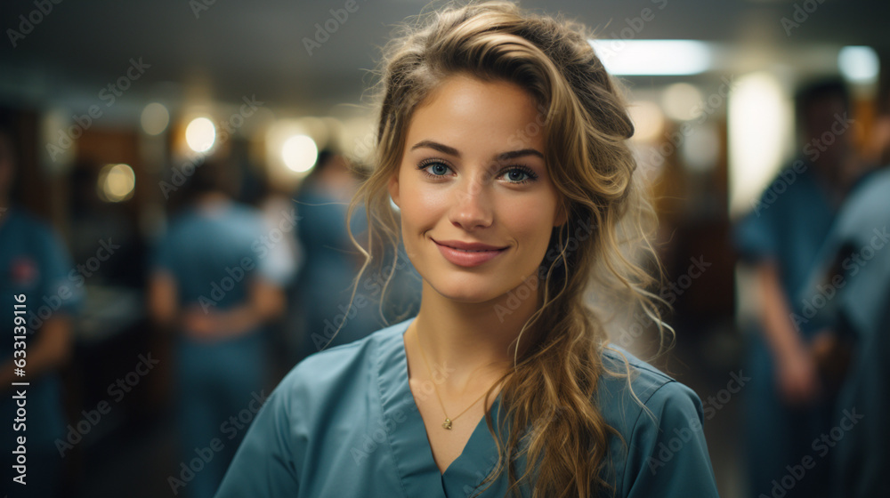 Obraz premium AI generated concept of a nurse smiling, calming aura