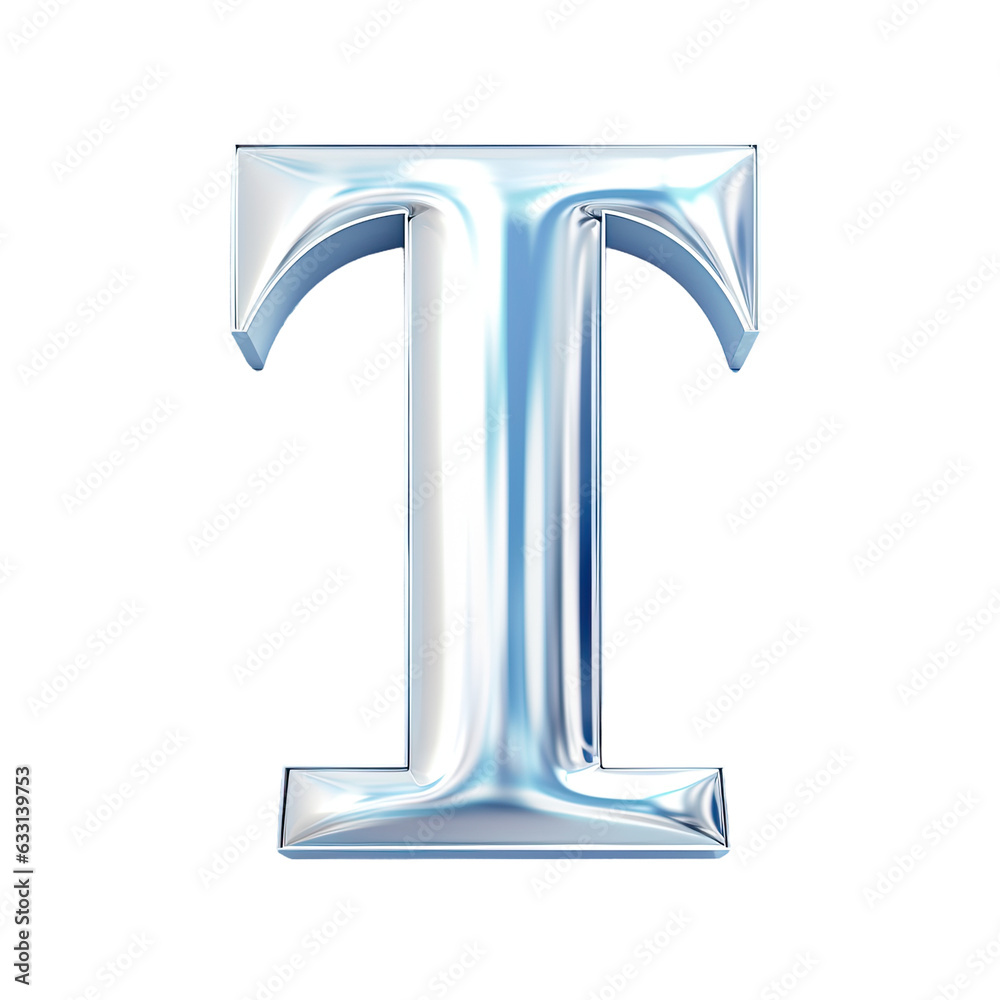 A shiny metallic T with elegant font on a transparent background A shiny metallic T with elegant font on a transparent background