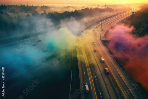 Highway Immersed in Color Splendor