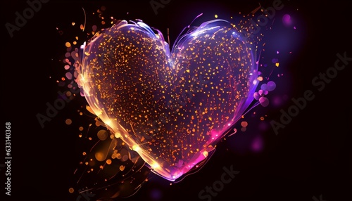 glowing heart shaped light. Photo in high quality