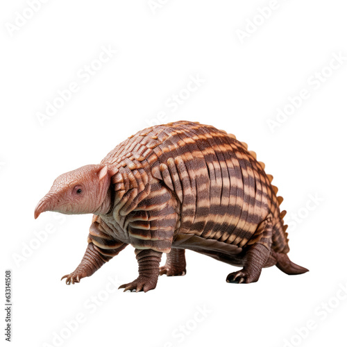 Armadillo from Dasypodidae family walks against transparent background © AkuAku