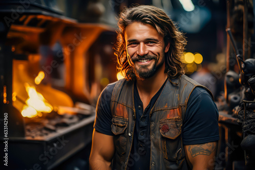 building employee smiling looking at camera, portrait, earthworks, jobs,