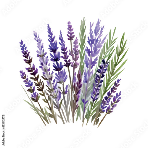 lavender flowers and bouquets are painted in watercolor on a white background2