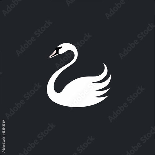 Swan in logo, icon style. 2d cute vector illustration in cartoon, doodle style. 