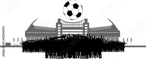 Vektor Silhouetten - Fussball, Fans und Stadion