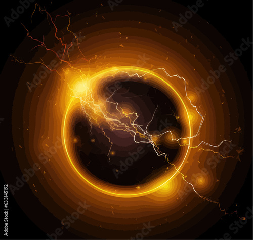 Vector image of a fireball lightning on a dark background.