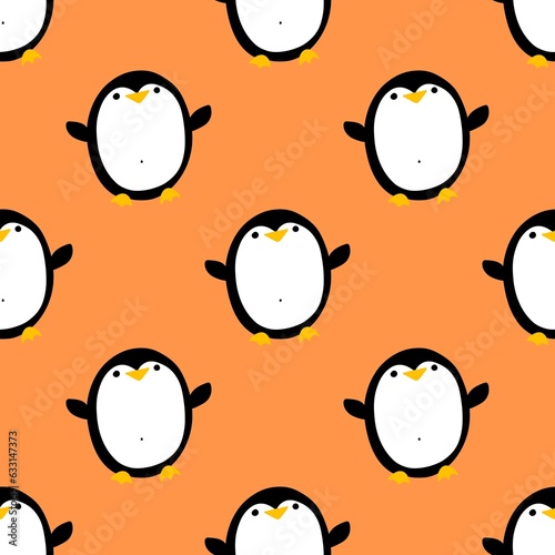 Winter animals seamless cartoon penguin pattern for wrapping paper and kids clothes print and Christmas