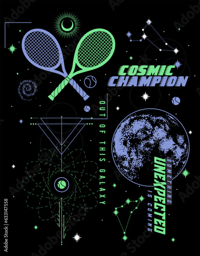 cosmic tennis graphic for t shirt