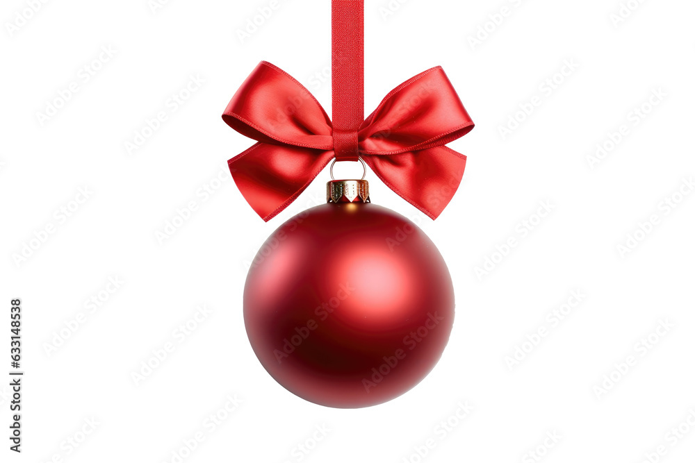 Red Christmas ball. isolated on transparent background Generative ai. Red Christmas ball. isolated on transparent background Generative ai.