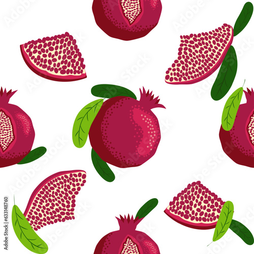 Fototapeta Naklejka Na Ścianę i Meble -  Seamless pattern with pomegranates. Decorative patterns of the pomegranate fruit. Shana Tova, Jewish New Year