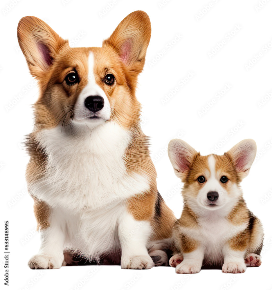 Corgi dogs looking at the camera isolated on transparent background
Corgi dogs looking at the camera isolated on transparent background