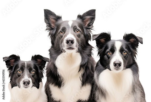 Australian Shepherd dogs looking at the camera isolated on transparent background
