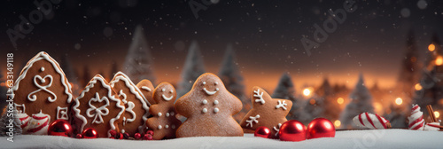 Gingerbread cookies arranged in a festive scene for Christmas celebration © M.Gierczyk