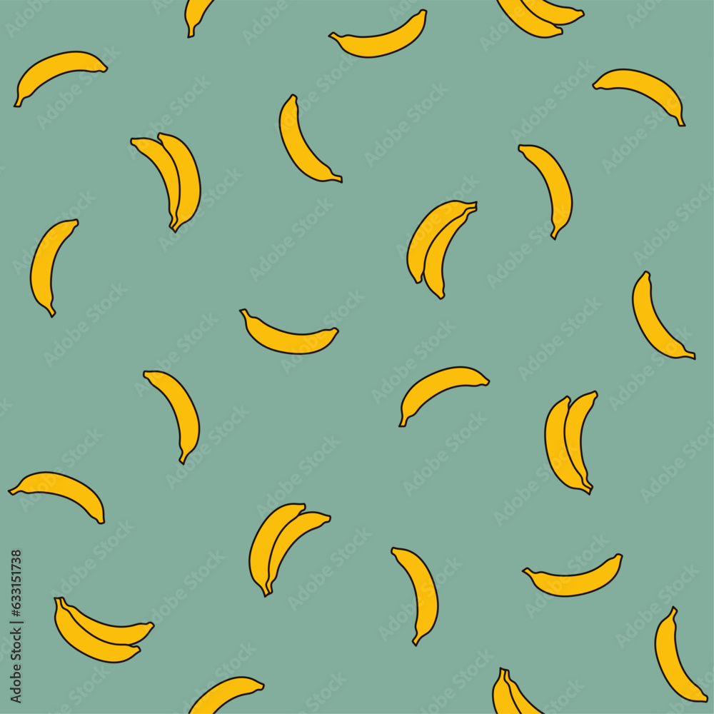 Seamless hand drawn pattern of yellow bananas