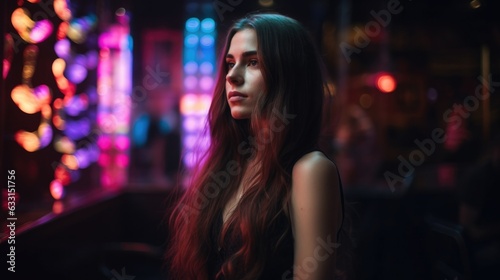 Portrait of a beautiful young woman in a club.