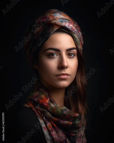 Portrait of a beautiful young woman. Studio shot against plain background.