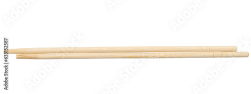 Two wooden chopsticks on a white isolated background