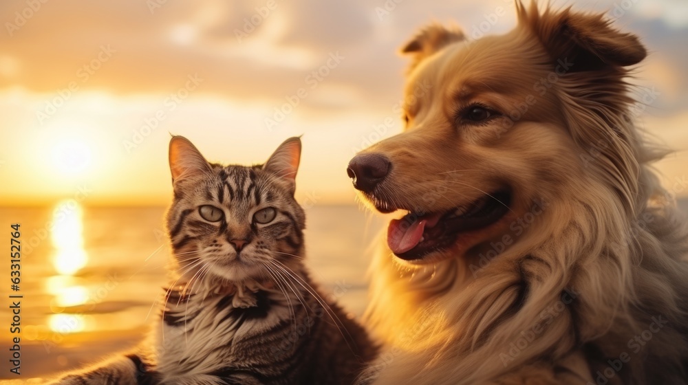 dog and cat are traveling with their family on their holiday.