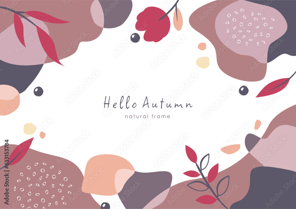 秋の抽象的な背景フレーム 植物や自然をイメージしたシンプルな飾り枠