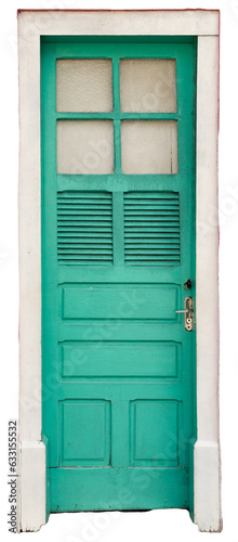 Retro door of an old architecture house. Isolated on transparent background. brazilian architecture