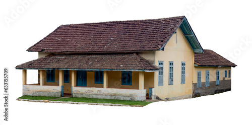 Old colonial style country house in the tropical climate of Rio de Janeiro in Brazil. isolated on white background