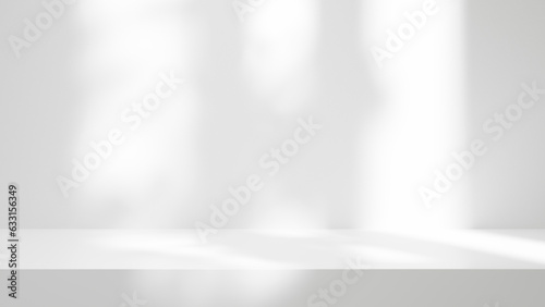 Wallpaper Mural white table background podium stage for text design and products, white stage with sunlight and shadow, white wall and table background Torontodigital.ca