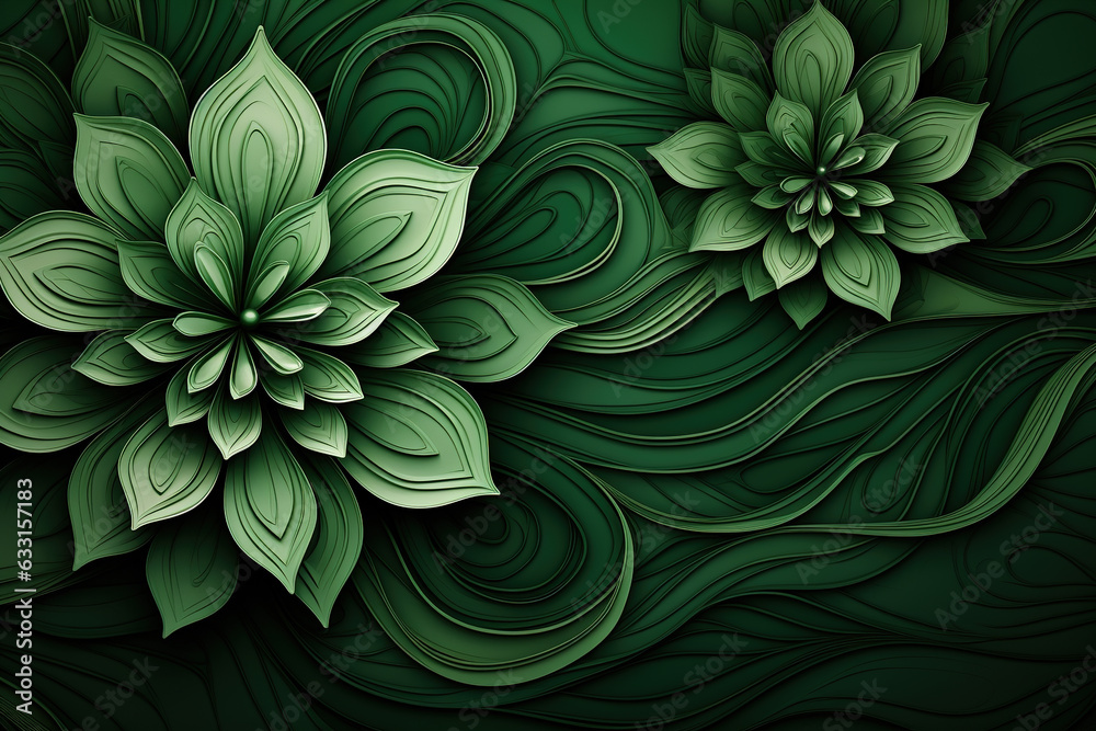 Beautiful abstract green floral wallpaper design
