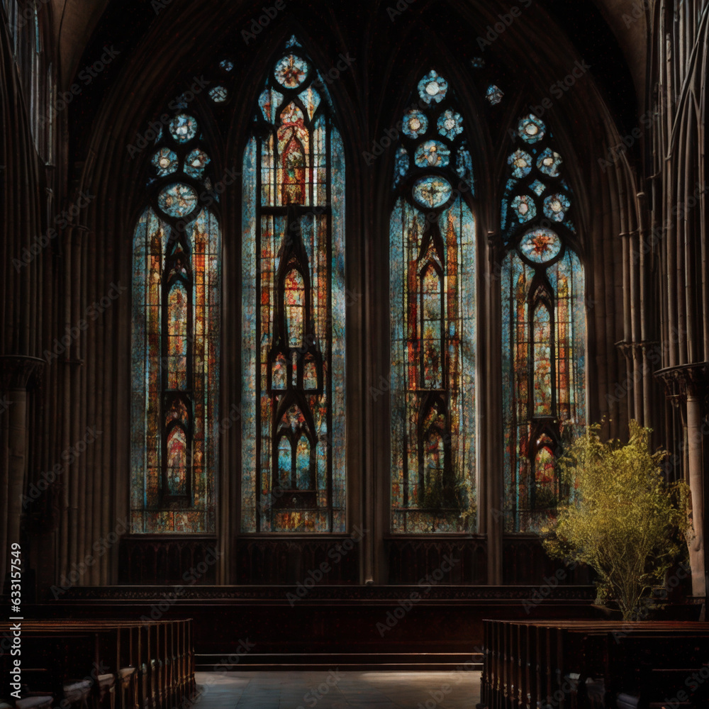Vidriera de catedral (interior)