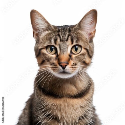 Visibly Sad Manx Cat with Ears Down on White Background © bomoge.pl