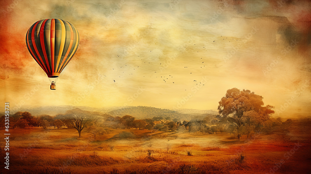 Obraz premium hot air balloon over region country