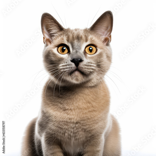 Smiling Burmilla Cat with White Background - Isolated Portrait Image