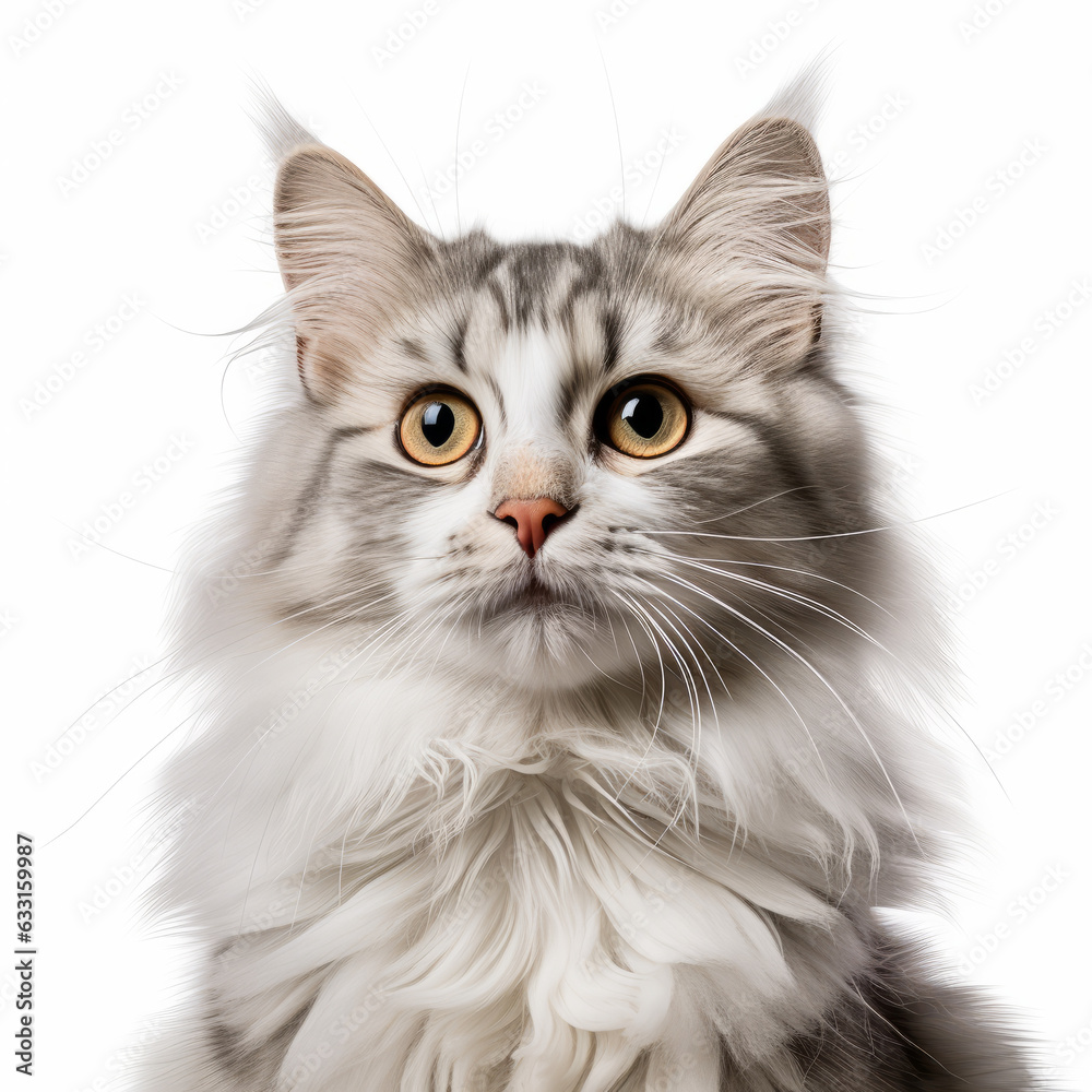 Smiling American Curl Cat with White Background - Isolated Portrait Image Smiling American Curl Cat with White Background - Isolated Portrait Image