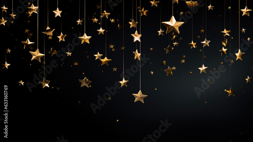  Falling gold stars on a black background