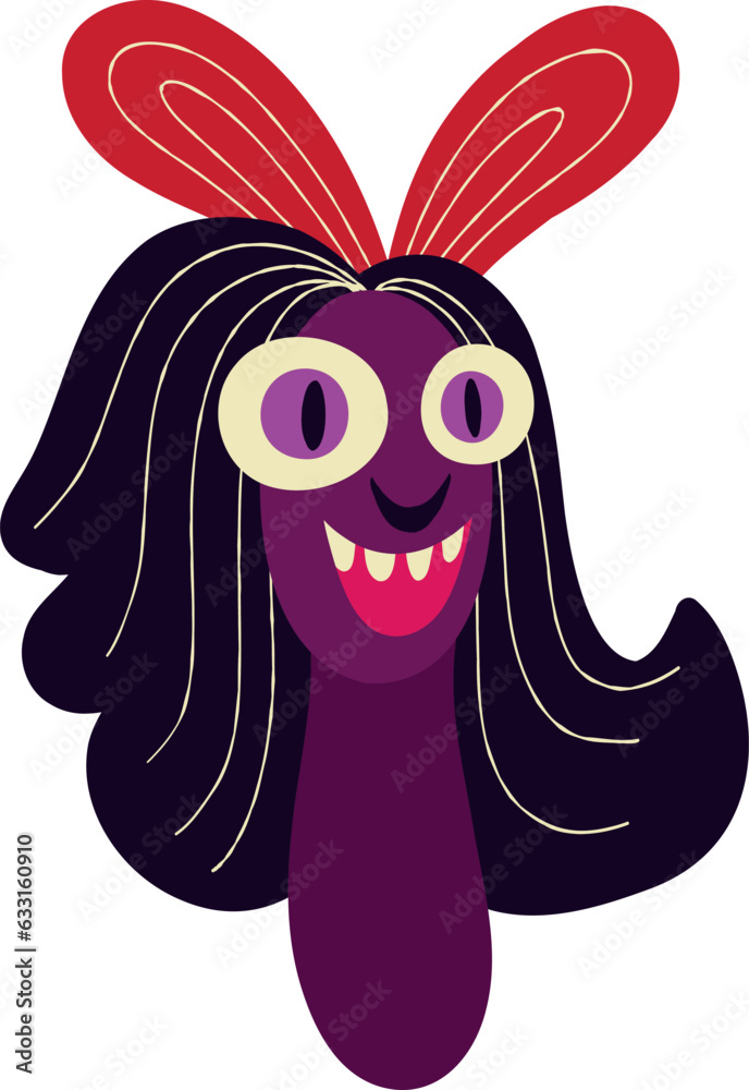 Fototapeta premium worm character for Halloween holiday. Cute bizarre comic characters in modern flat hand drawn style