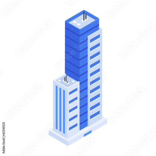 Pack of Skyscraper Buildings Isometric Icons   