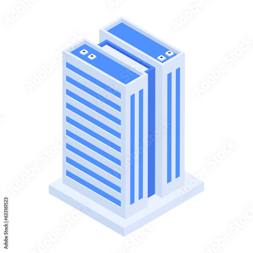 Pack of Skyscraper Buildings Isometric Icons 

