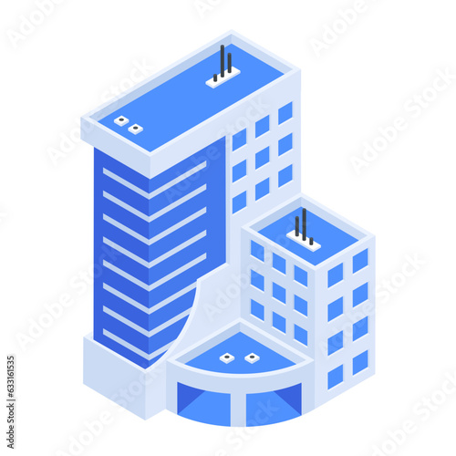 Pack of Skyscraper Buildings Isometric Icons 

