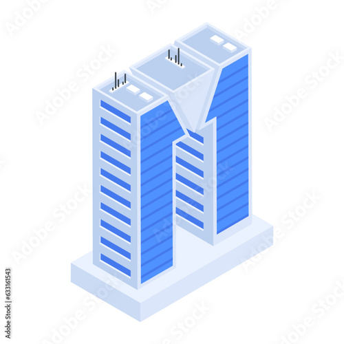 Pack of Skyscraper Buildings Isometric Icons 

