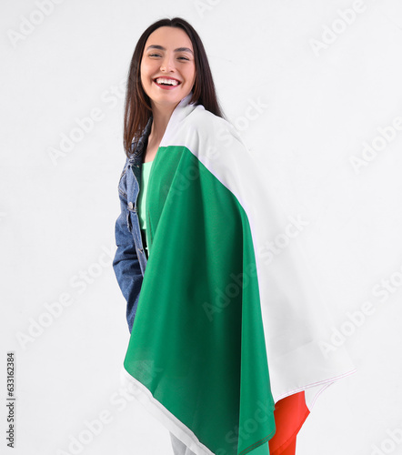 Young woman with flag of It...